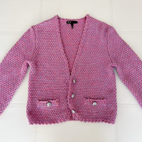Maje Tweed V Neck Cardigan - Picture 8 of 16